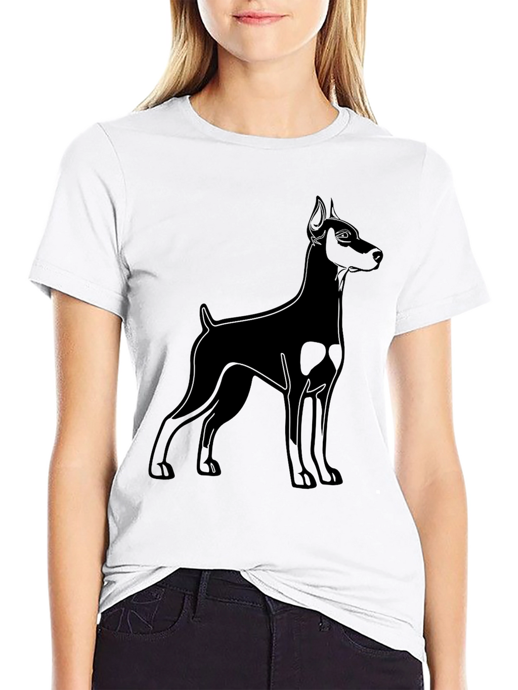 Black Doberman Dog Graphic T-Shirt