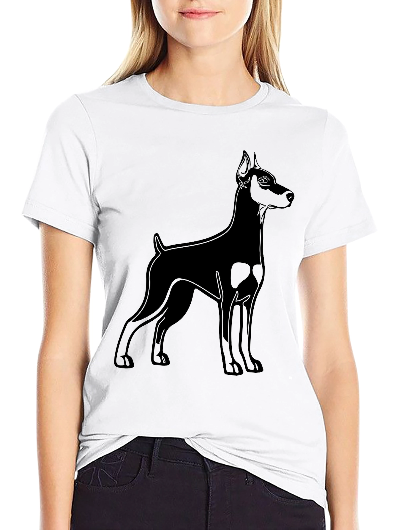 Black Doberman Dog Graphic T-Shirt