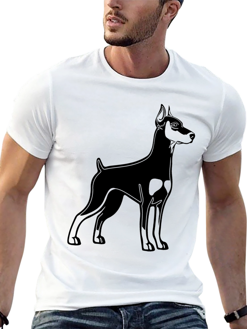 Black Doberman Dog Graphic T-Shirt