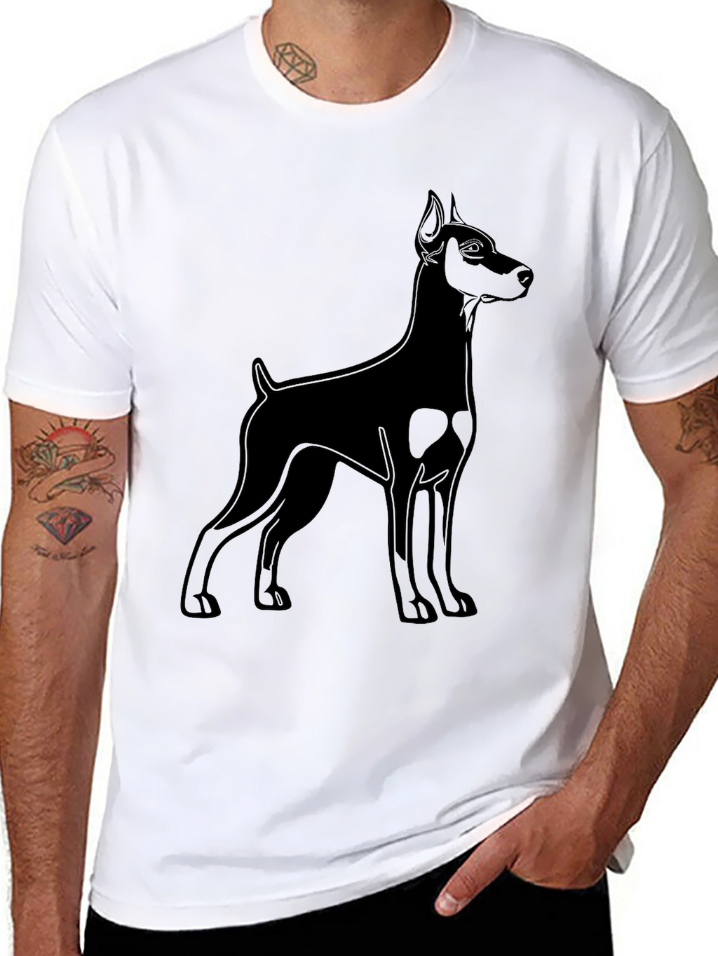 Black Doberman Dog Graphic T-Shirt