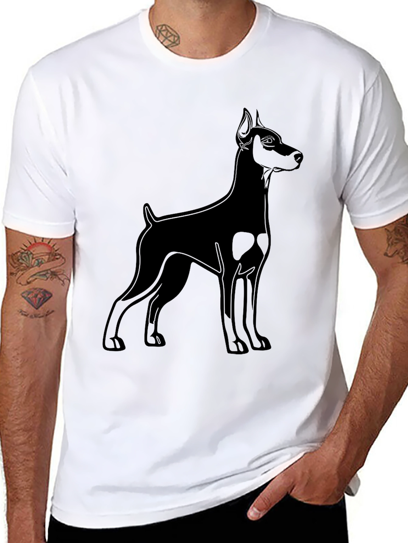 Black Doberman Dog Graphic T-Shirt