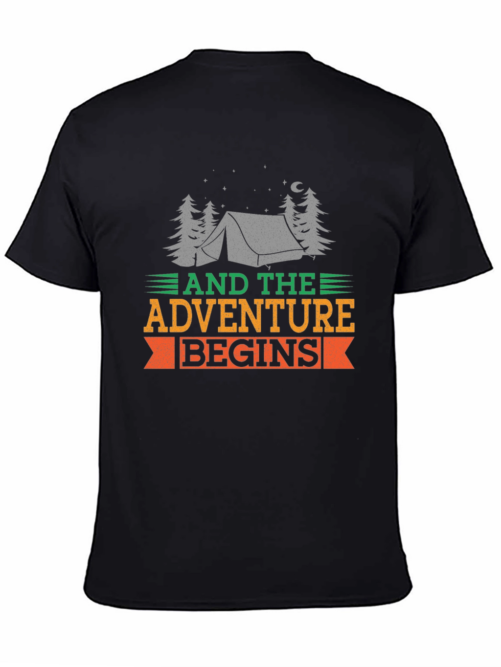 Adventure Begins Black Graphic Tee
