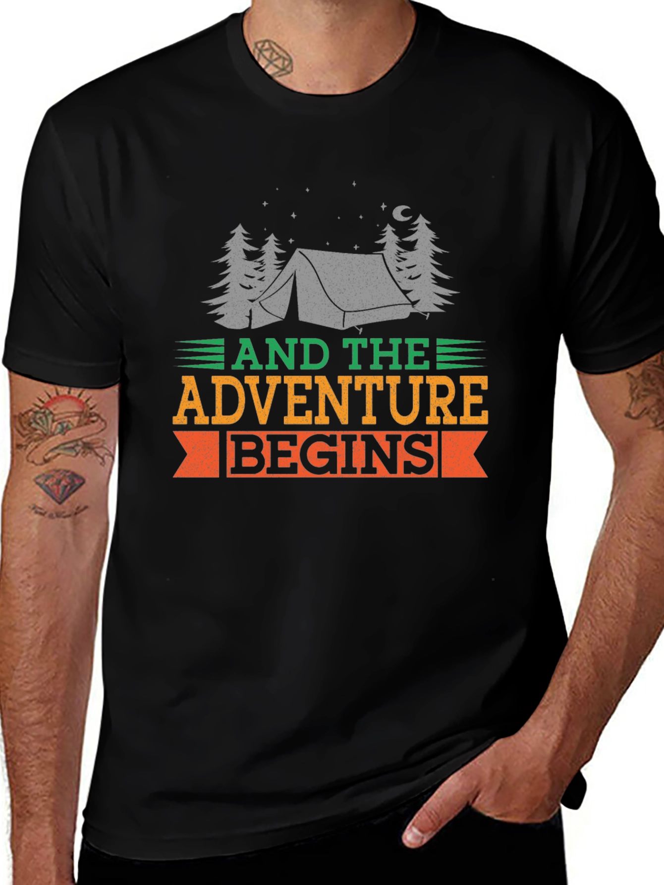 Adventure Begins Black Graphic Tee