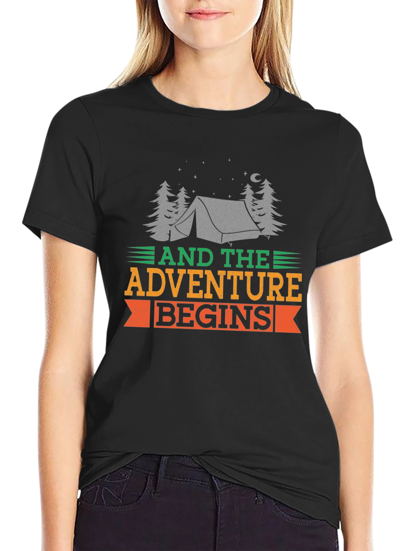 Adventure Begins Black Graphic Tee