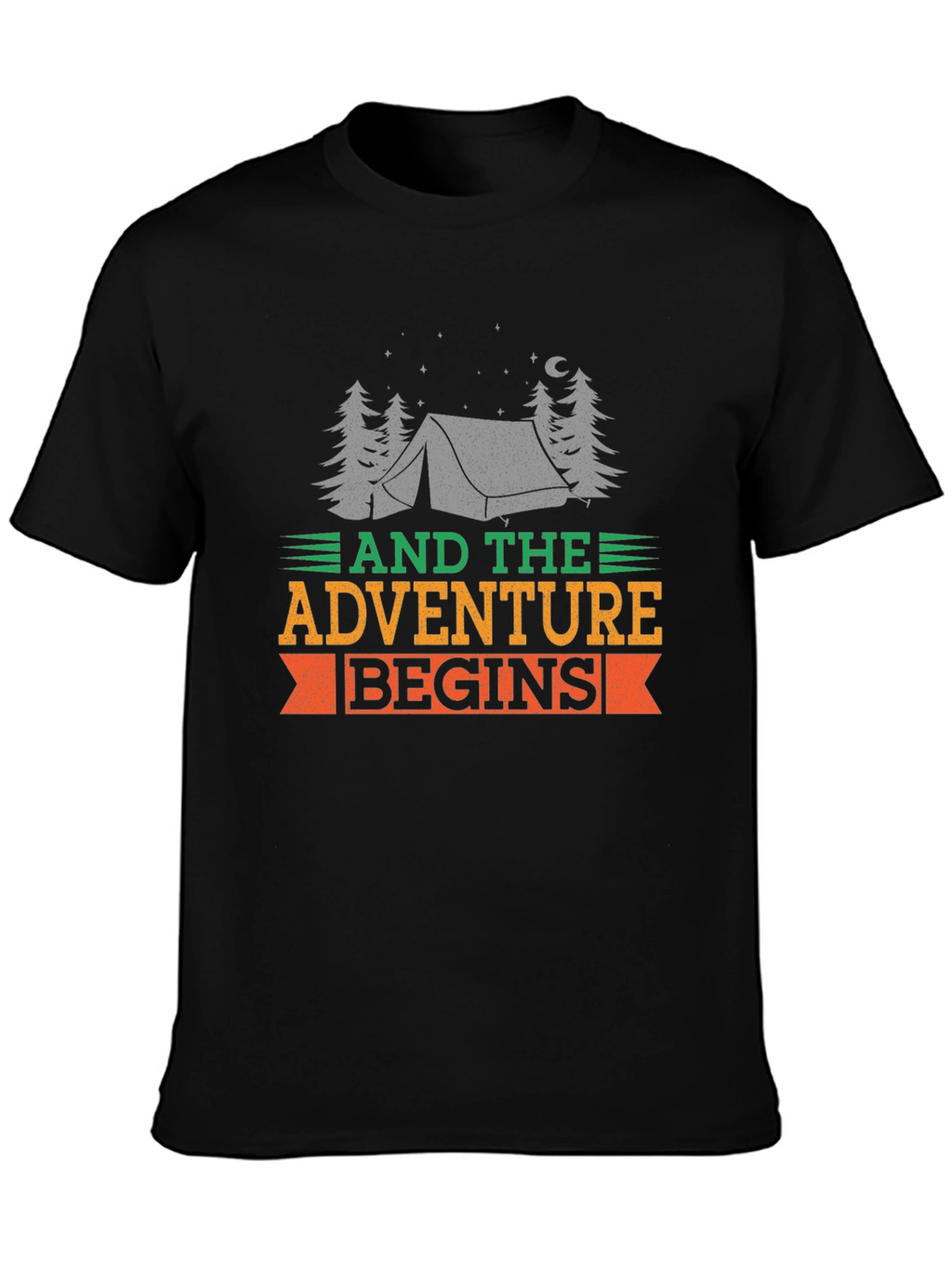Adventure Begins Black Graphic Tee