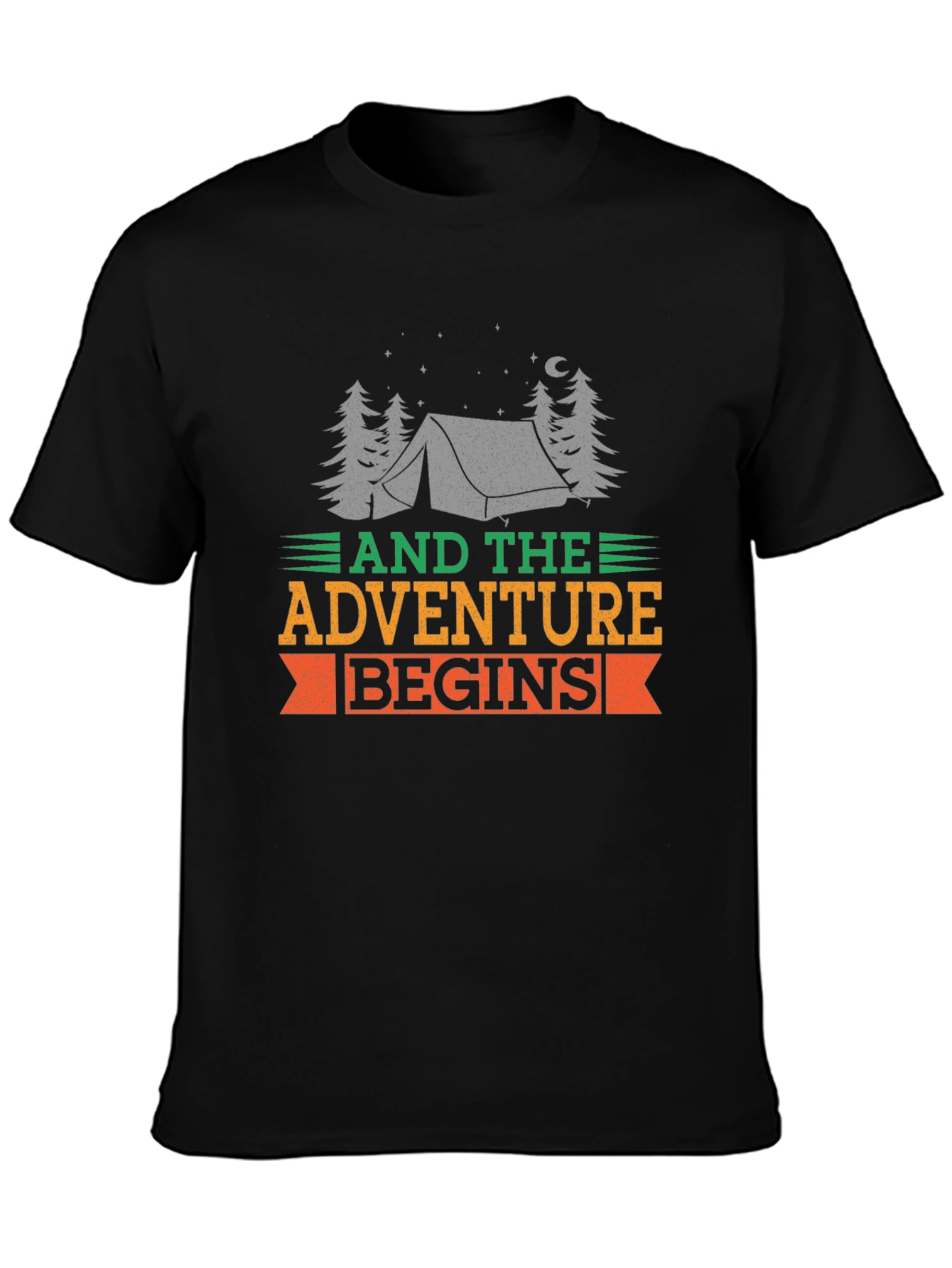 Adventure Begins Black Graphic Tee