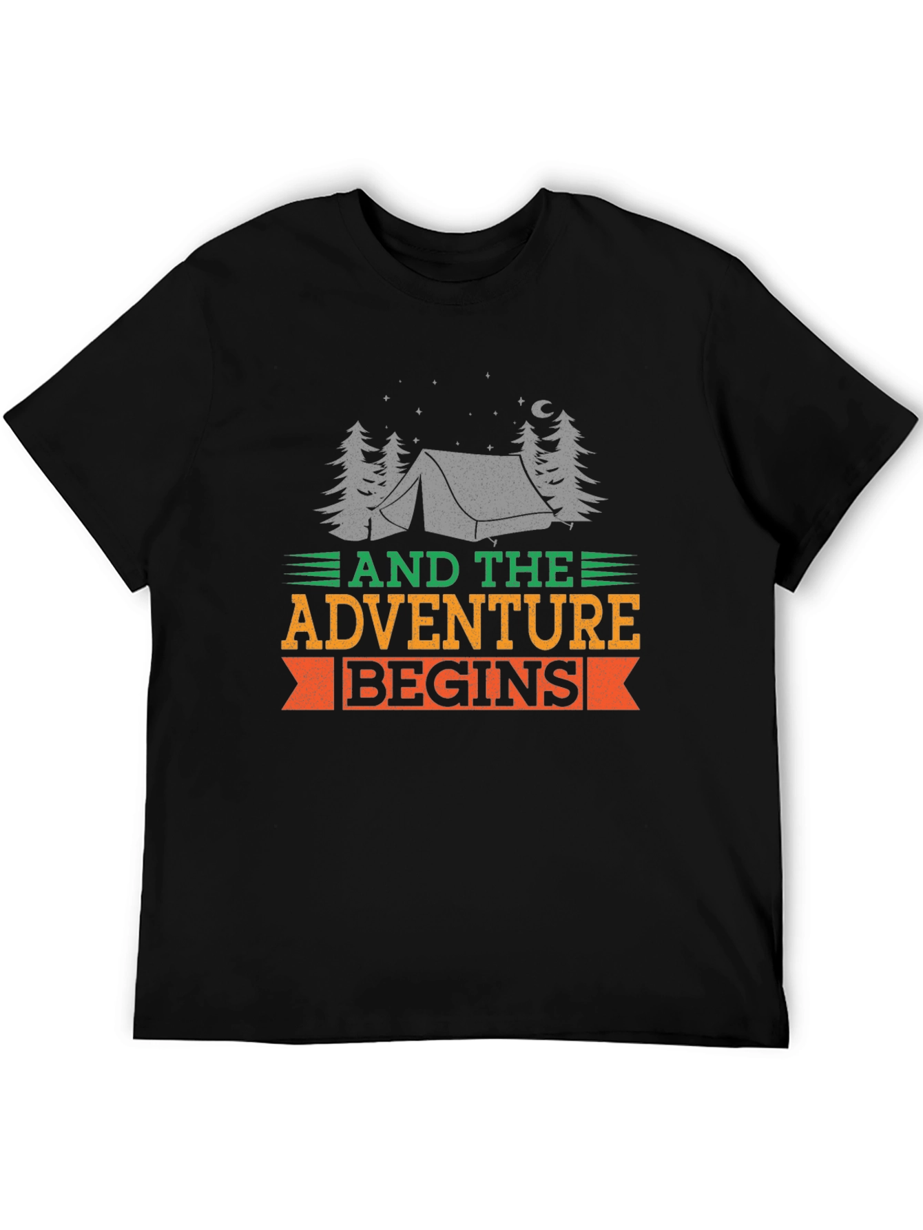 Adventure Begins Black Graphic Tee