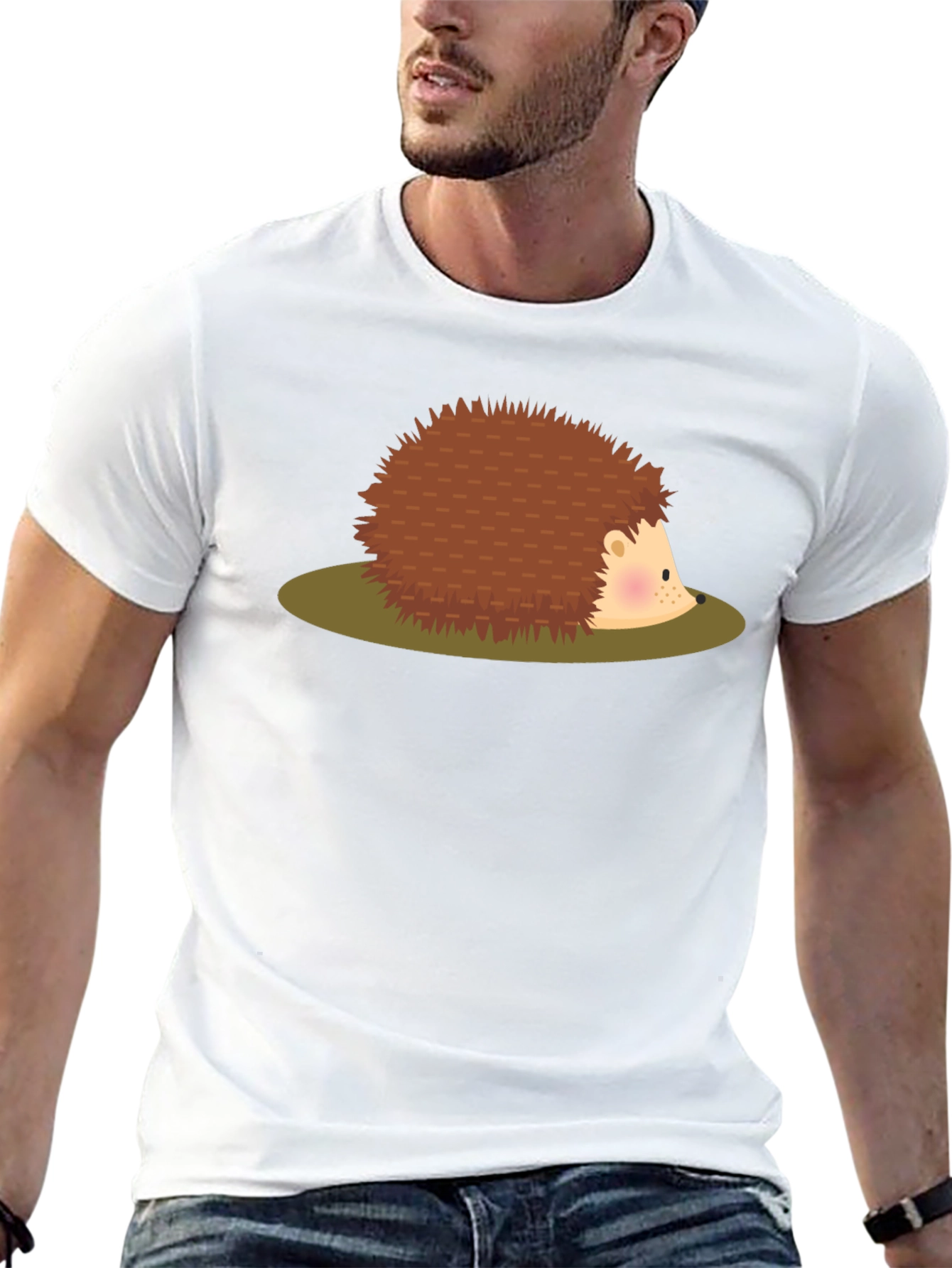 Cute Hedgehog Graphic Tee - Unisex Black T-Shirt