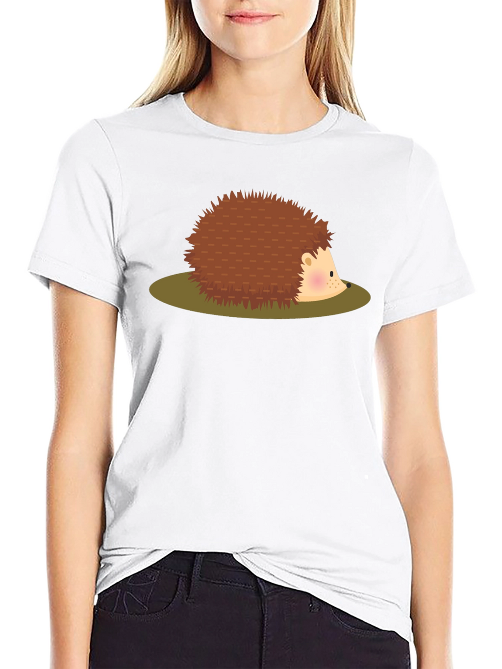 Cute Hedgehog Graphic Tee - Unisex Black T-Shirt