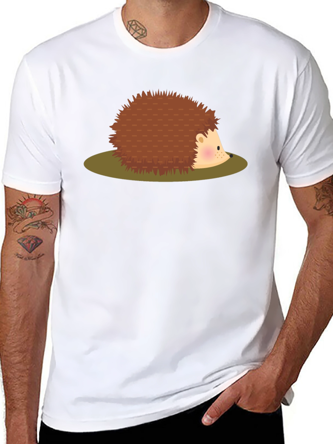 Cute Hedgehog Graphic Tee - Unisex Black T-Shirt