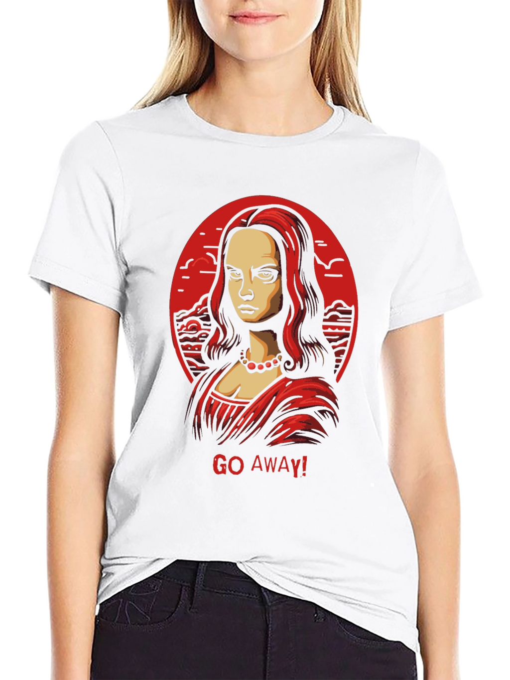 Mona Lisa Go Away! Graphic Black Tee