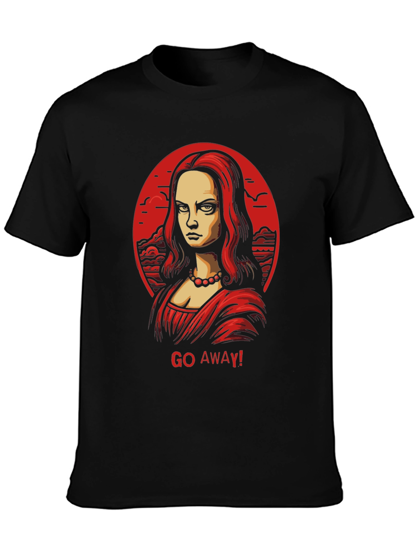 Mona Lisa Go Away! Graphic Black Tee