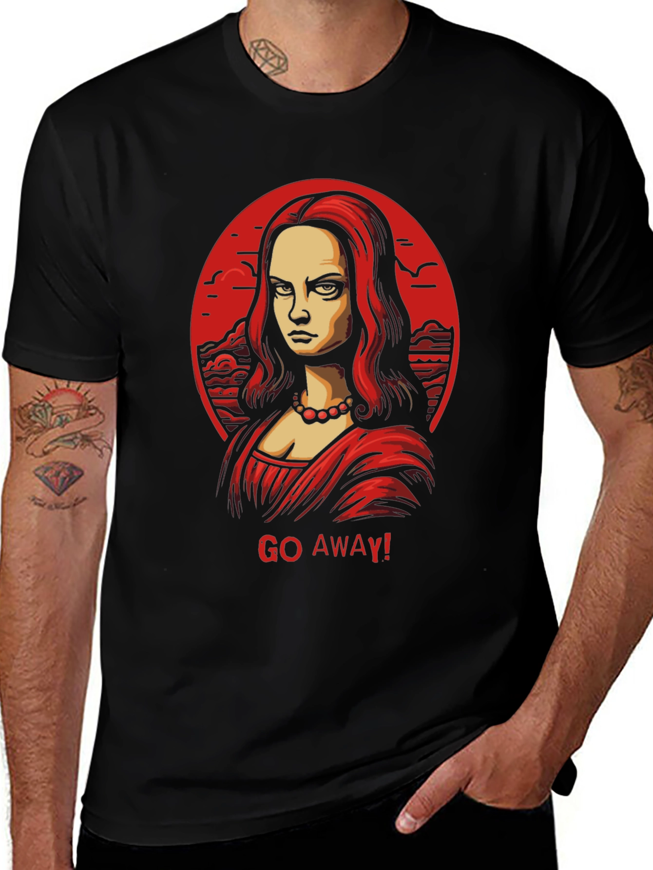 Mona Lisa Go Away! Graphic Black Tee