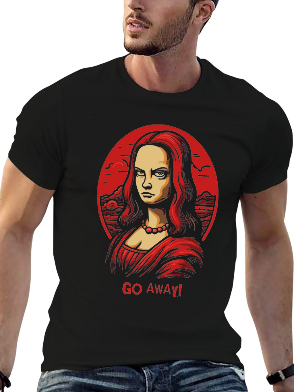 Mona Lisa Go Away! Graphic Black Tee