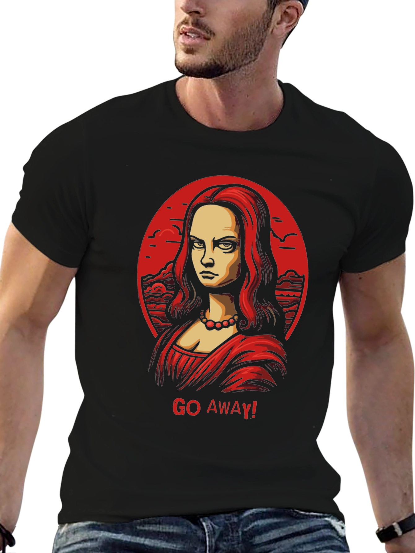 Mona Lisa Go Away! Graphic Black Tee
