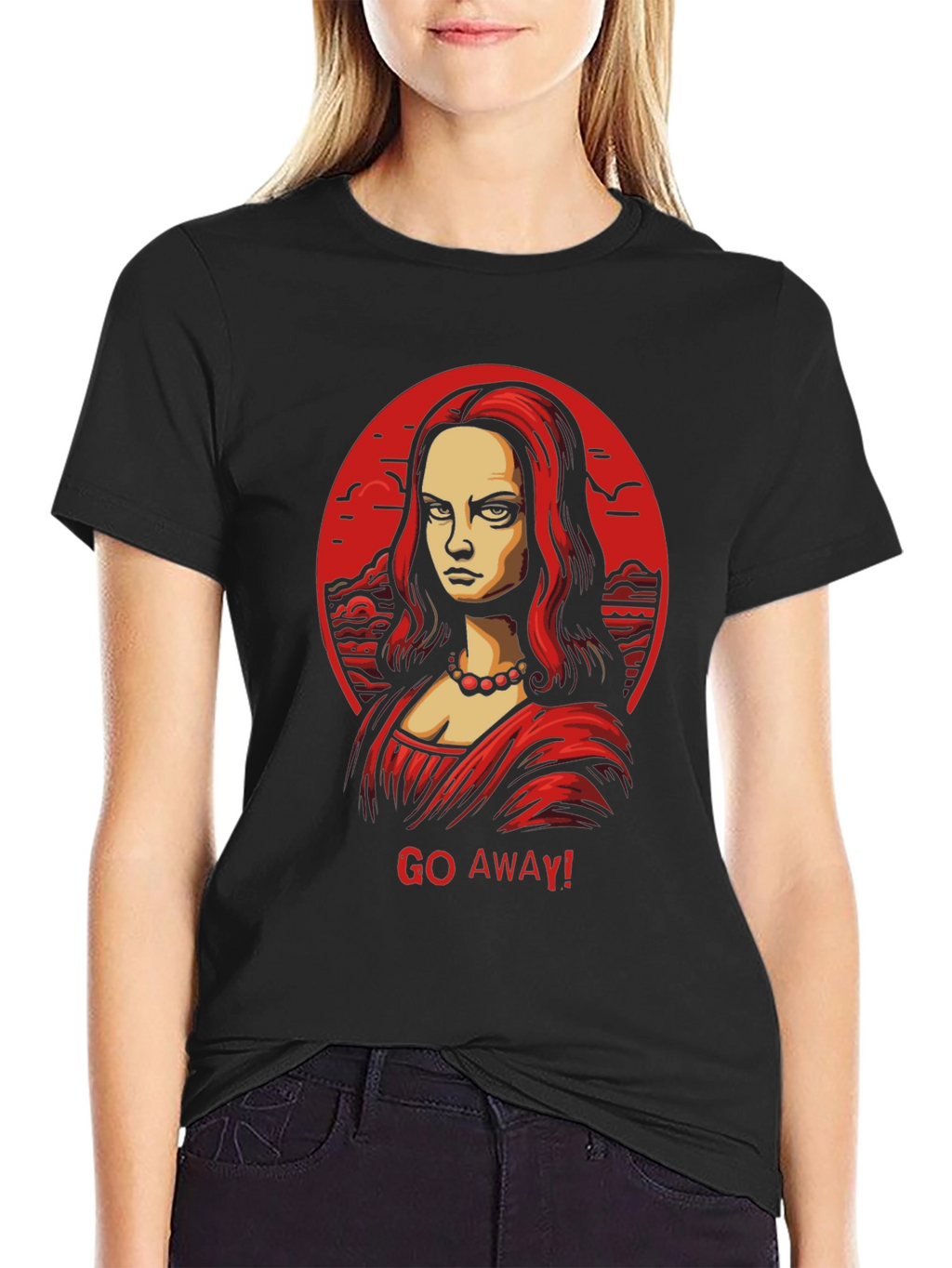 Mona Lisa Go Away! Graphic Black Tee