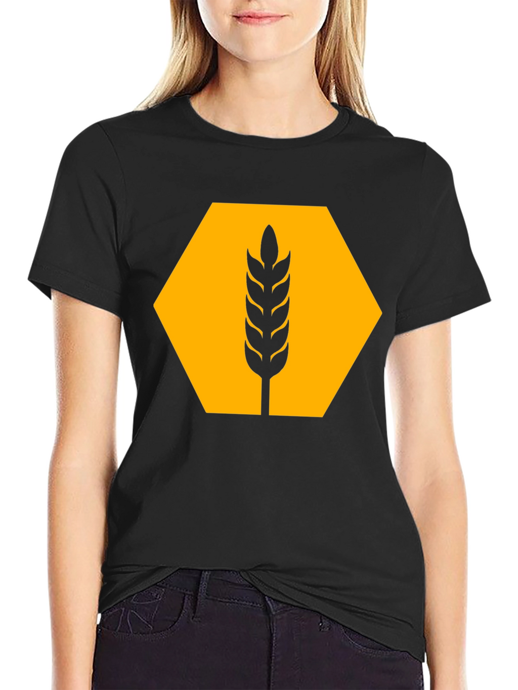 Wheat Hexagon Graphic Tee - Modern Style