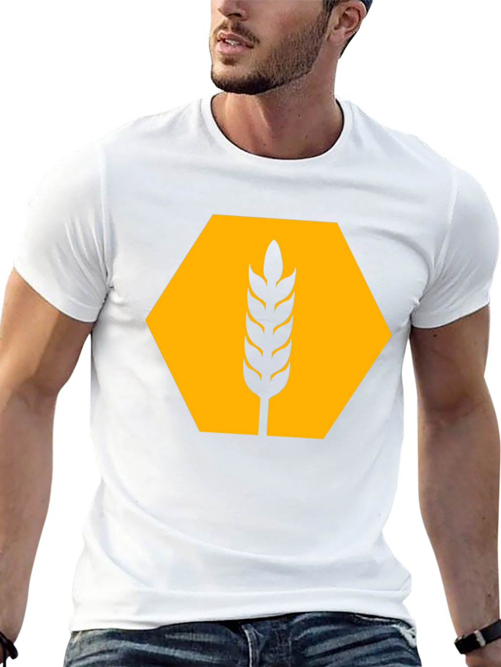 Wheat Hexagon Graphic Tee - Modern Style