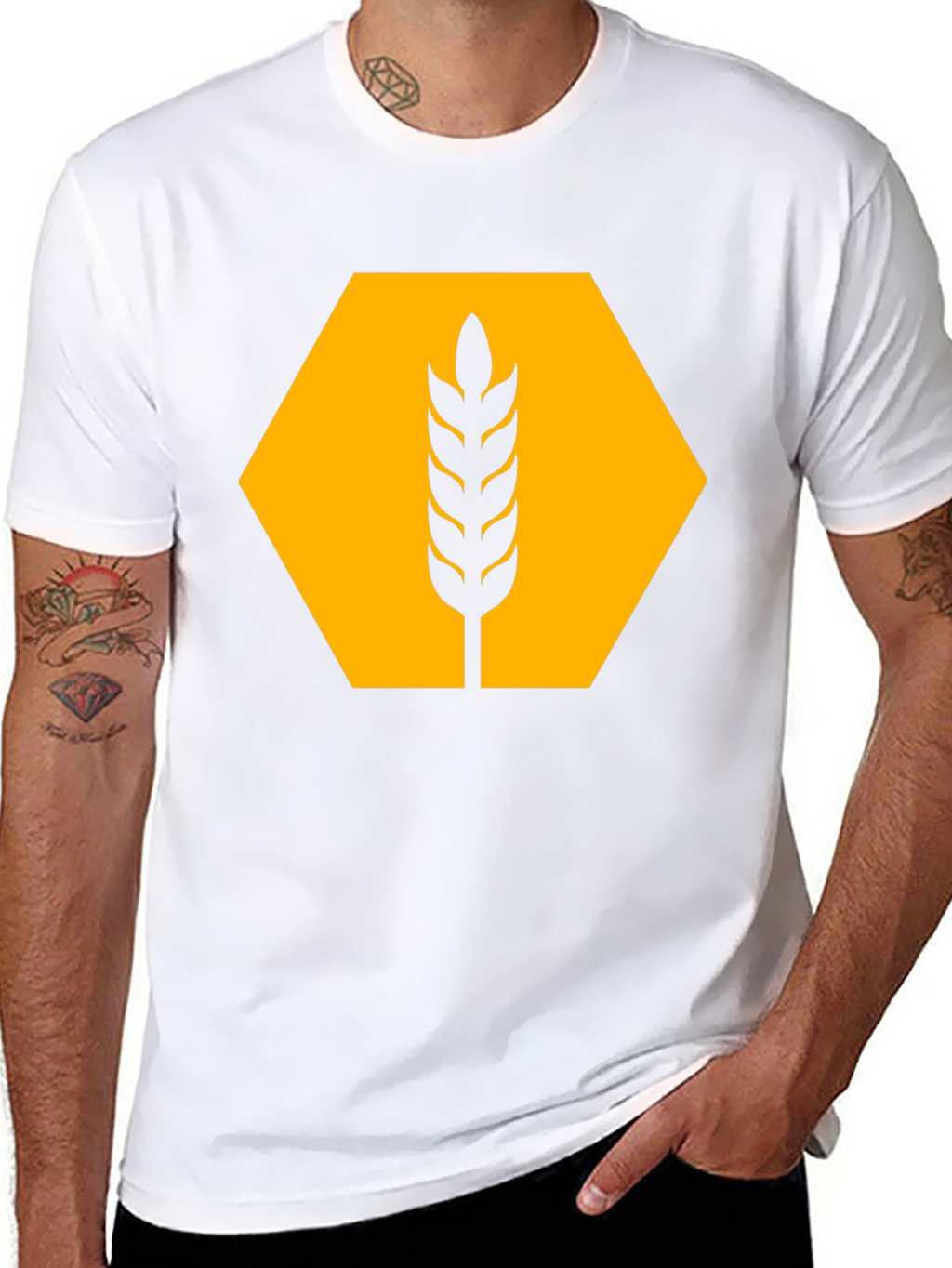 Wheat Hexagon Graphic Tee - Modern Style