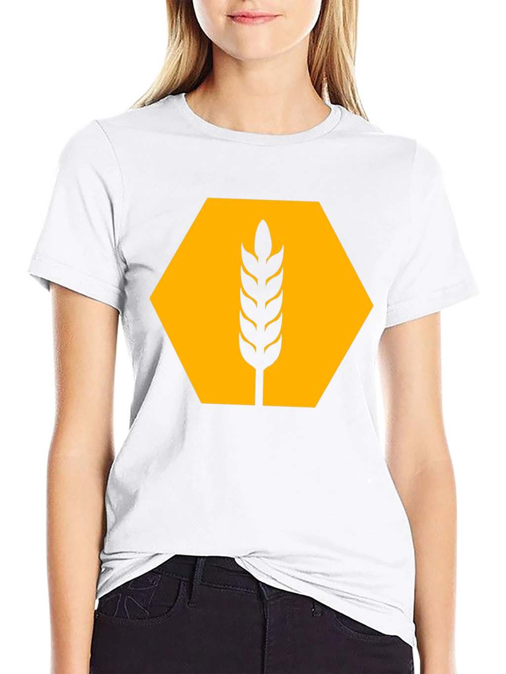 Wheat Hexagon Graphic Tee - Modern Style