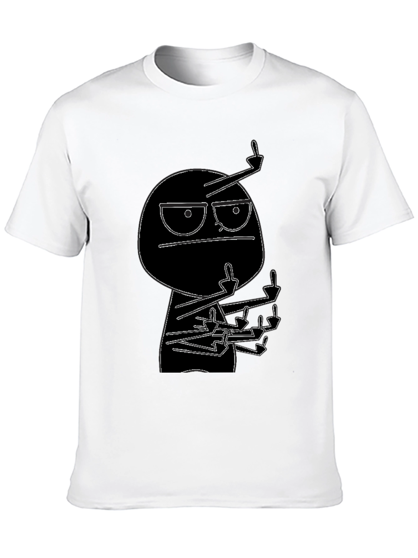Black Graphic Tee: Rude Dude Cartoon T-Shirt