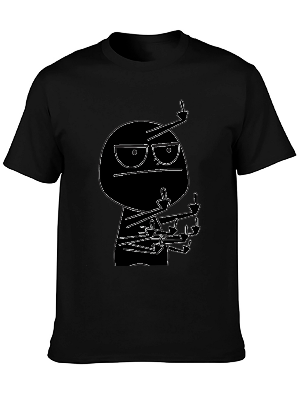 Black Graphic Tee: Rude Dude Cartoon T-Shirt