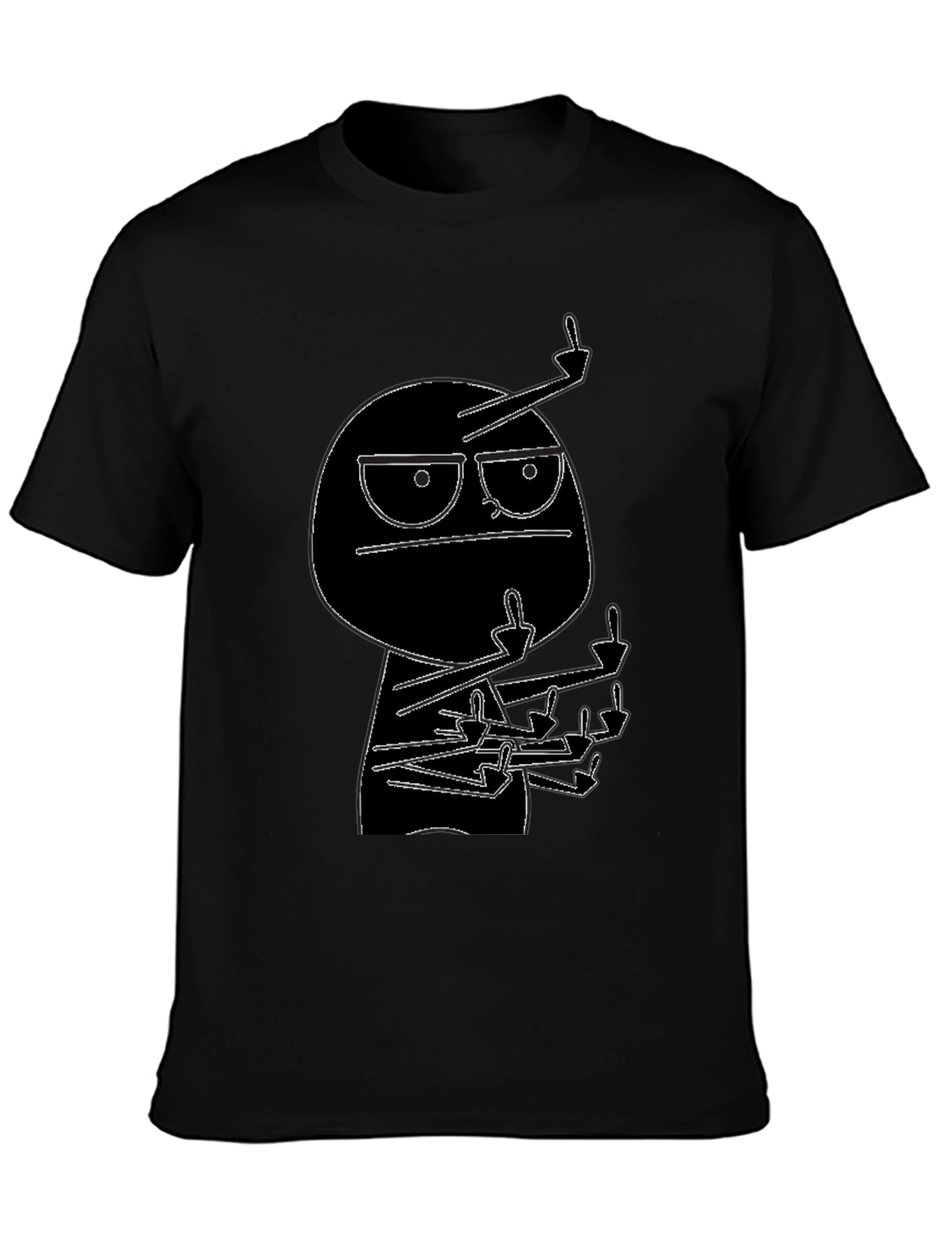 Black Graphic Tee: Rude Dude Cartoon T-Shirt