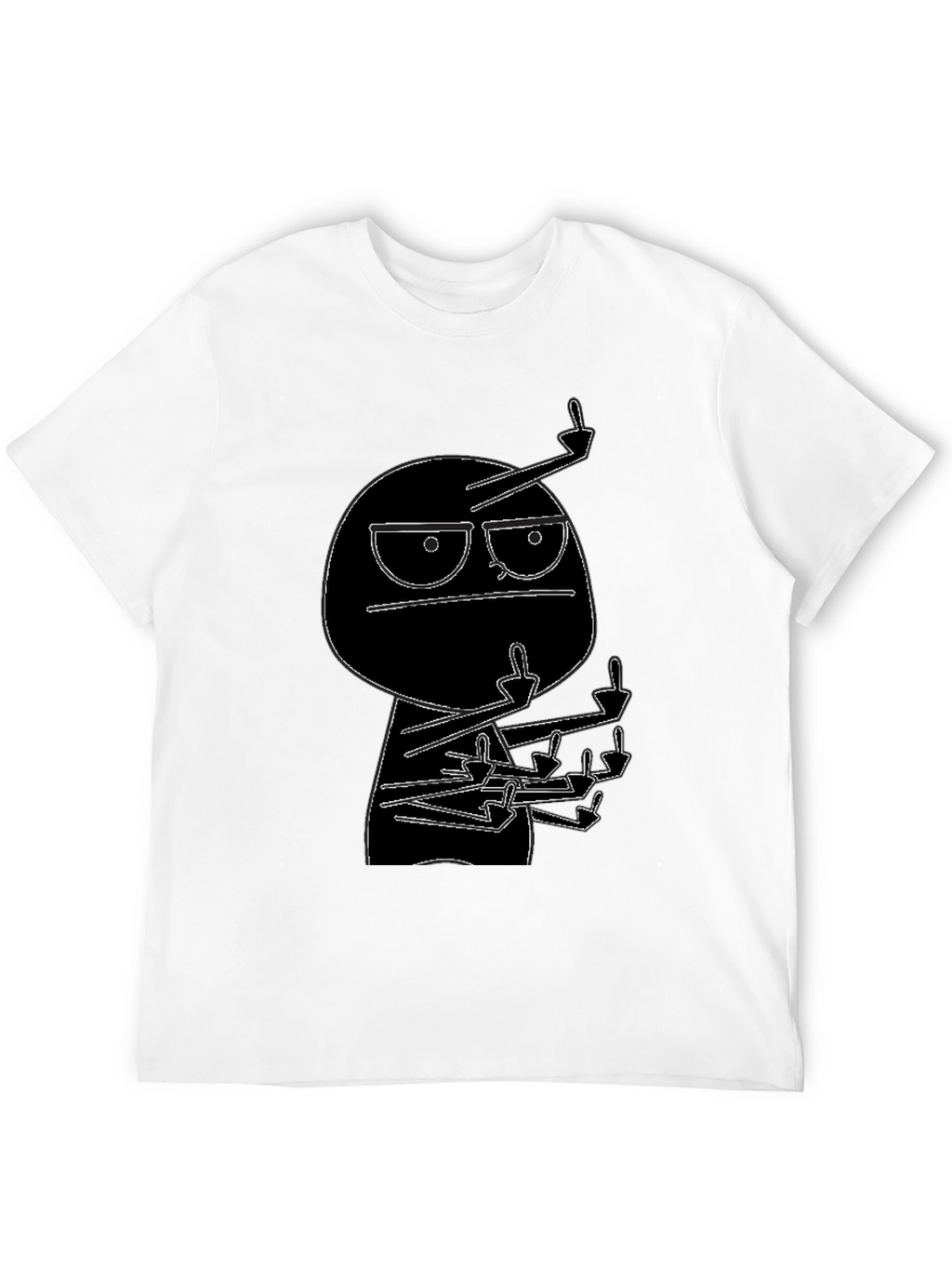 Black Graphic Tee: Rude Dude Cartoon T-Shirt