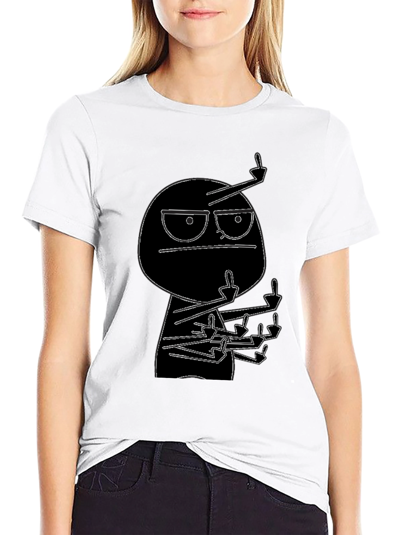 Black Graphic Tee: Rude Dude Cartoon T-Shirt
