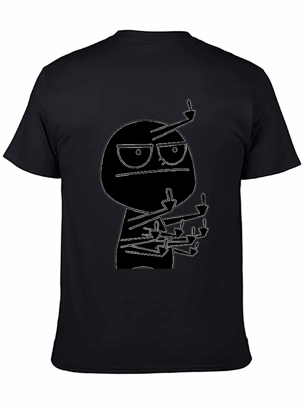 Black Graphic Tee: Rude Dude Cartoon T-Shirt