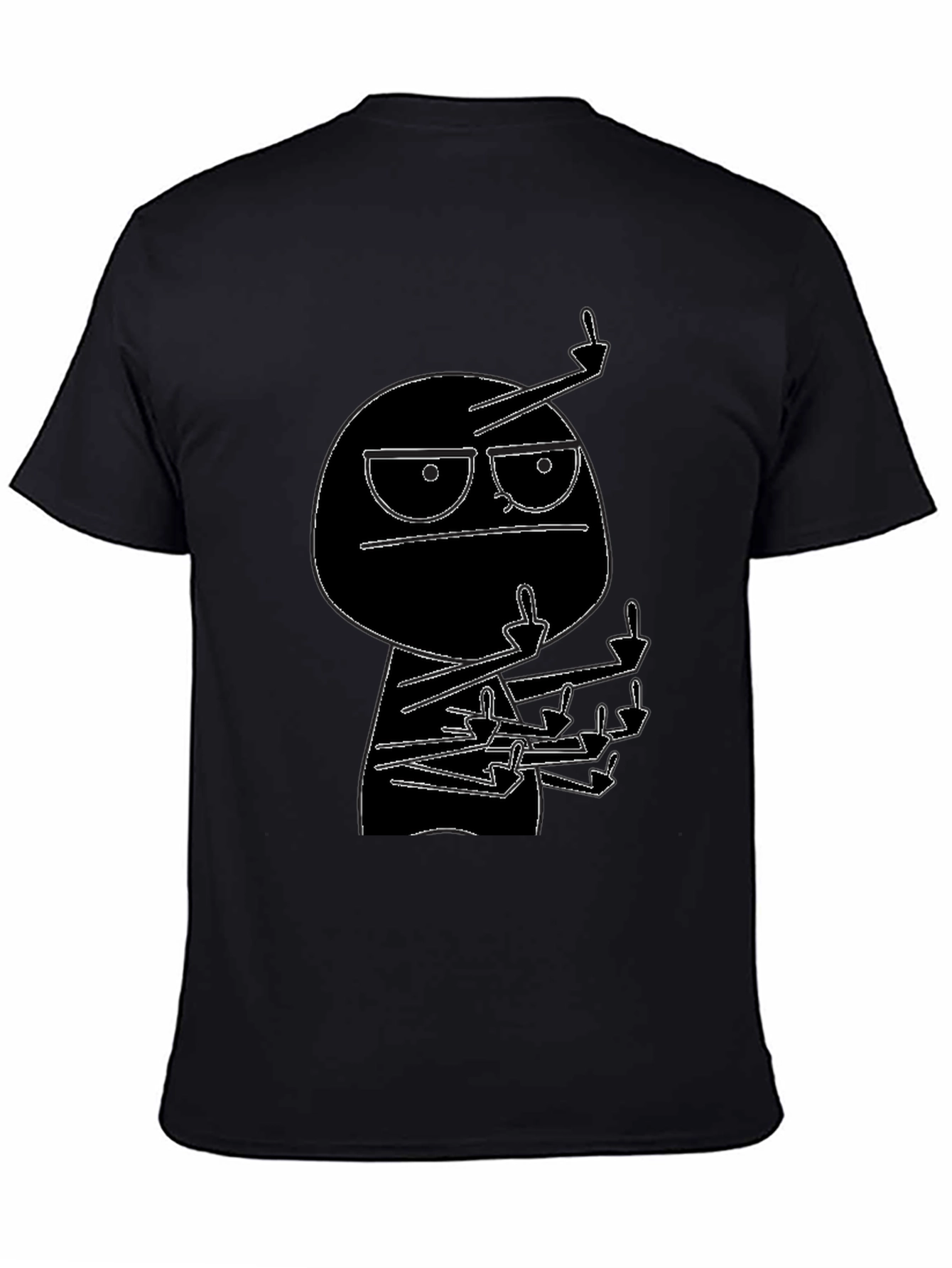 Black Graphic Tee: Rude Dude Cartoon T-Shirt