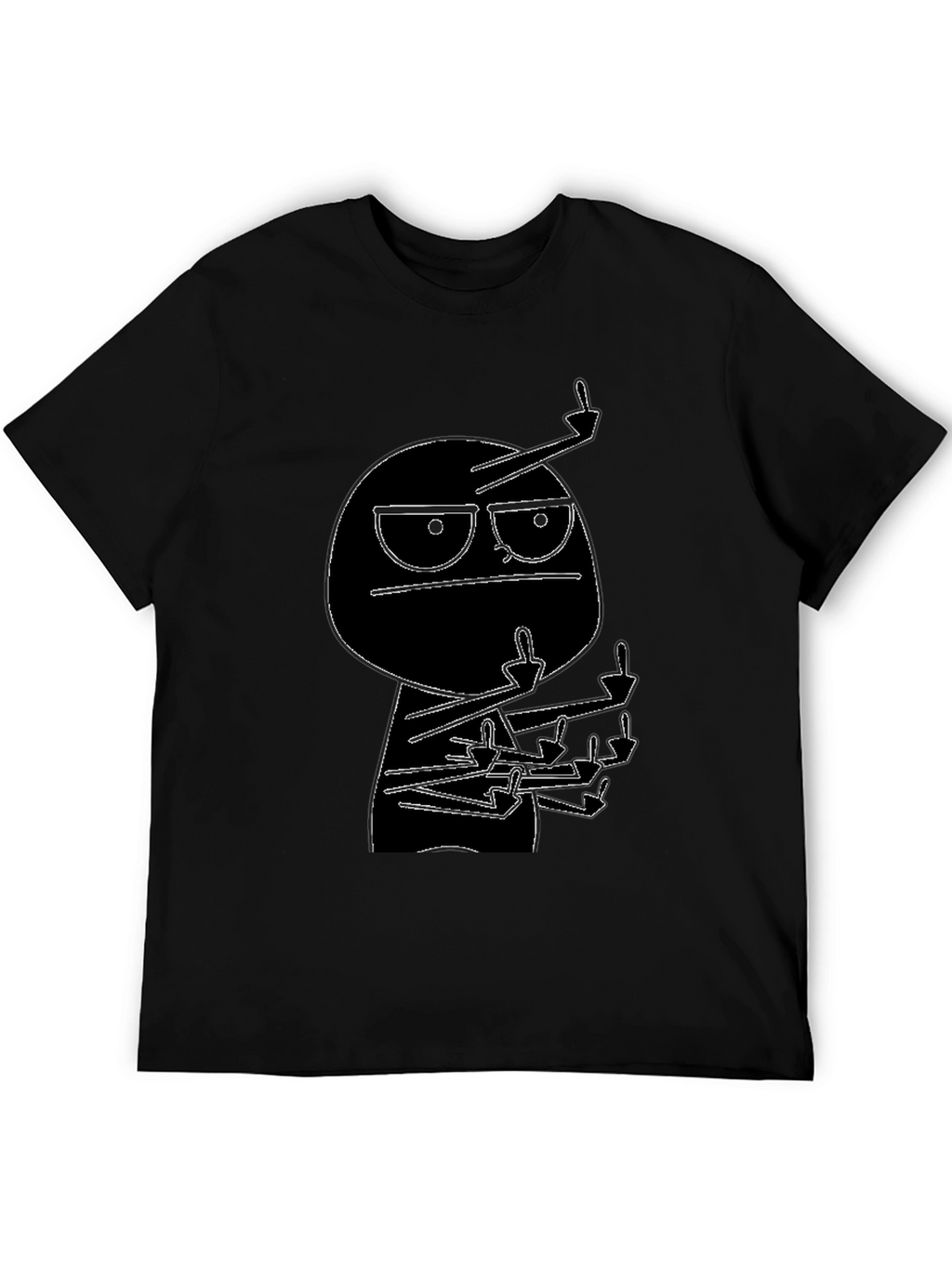 Black Graphic Tee: Rude Dude Cartoon T-Shirt