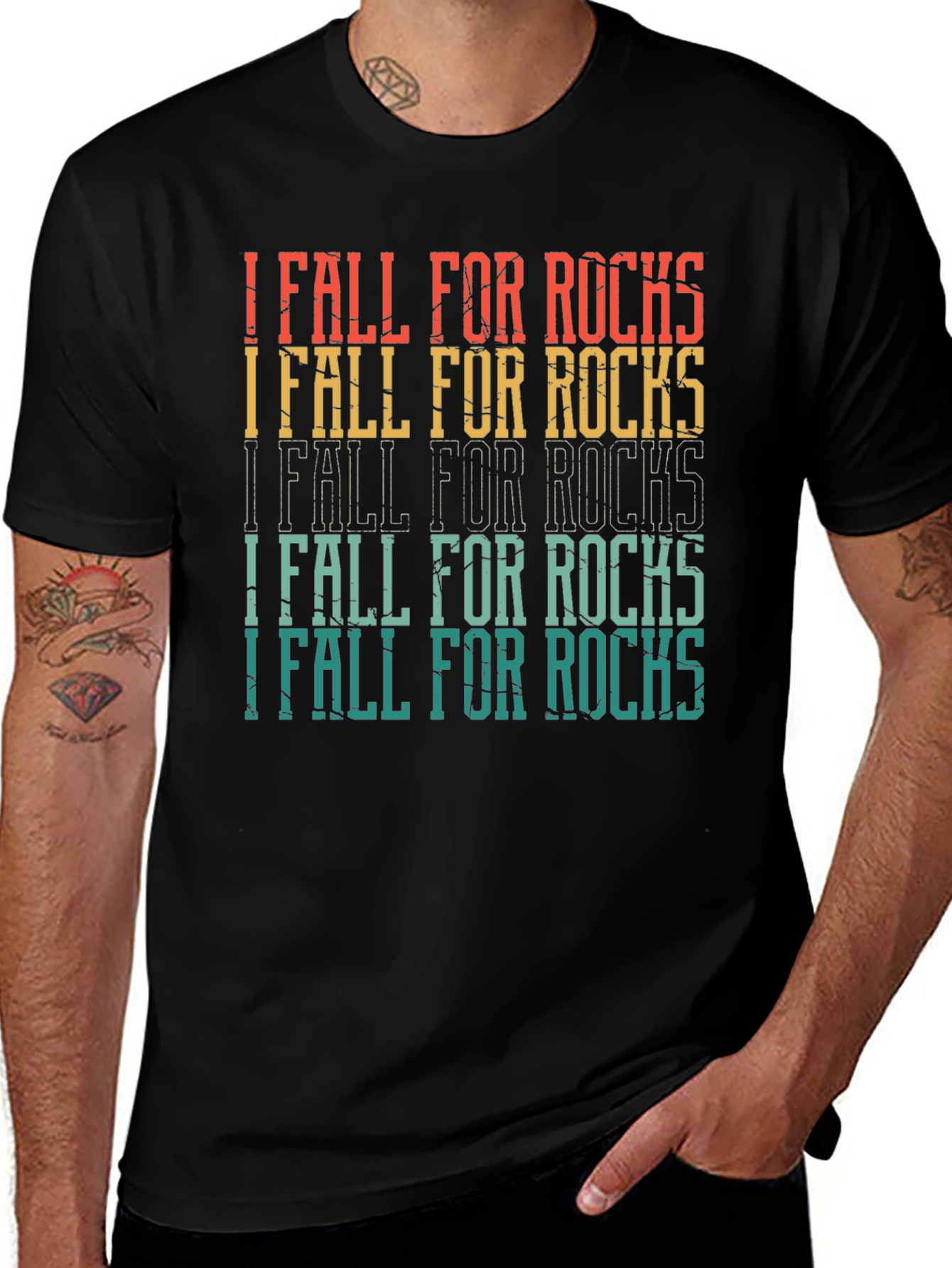 I Fall For Rocks Retro Style Graphic Tee