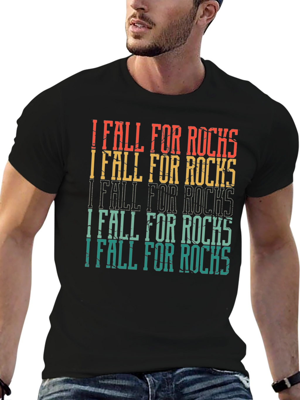 I Fall For Rocks Retro Style Graphic Tee