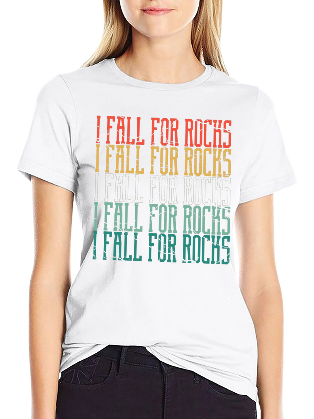 I Fall For Rocks Retro Style Graphic Tee
