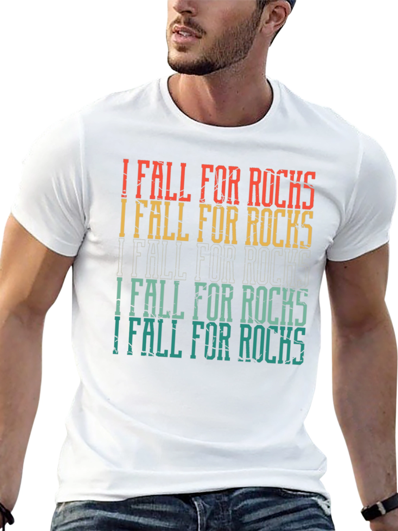 I Fall For Rocks Retro Style Graphic Tee