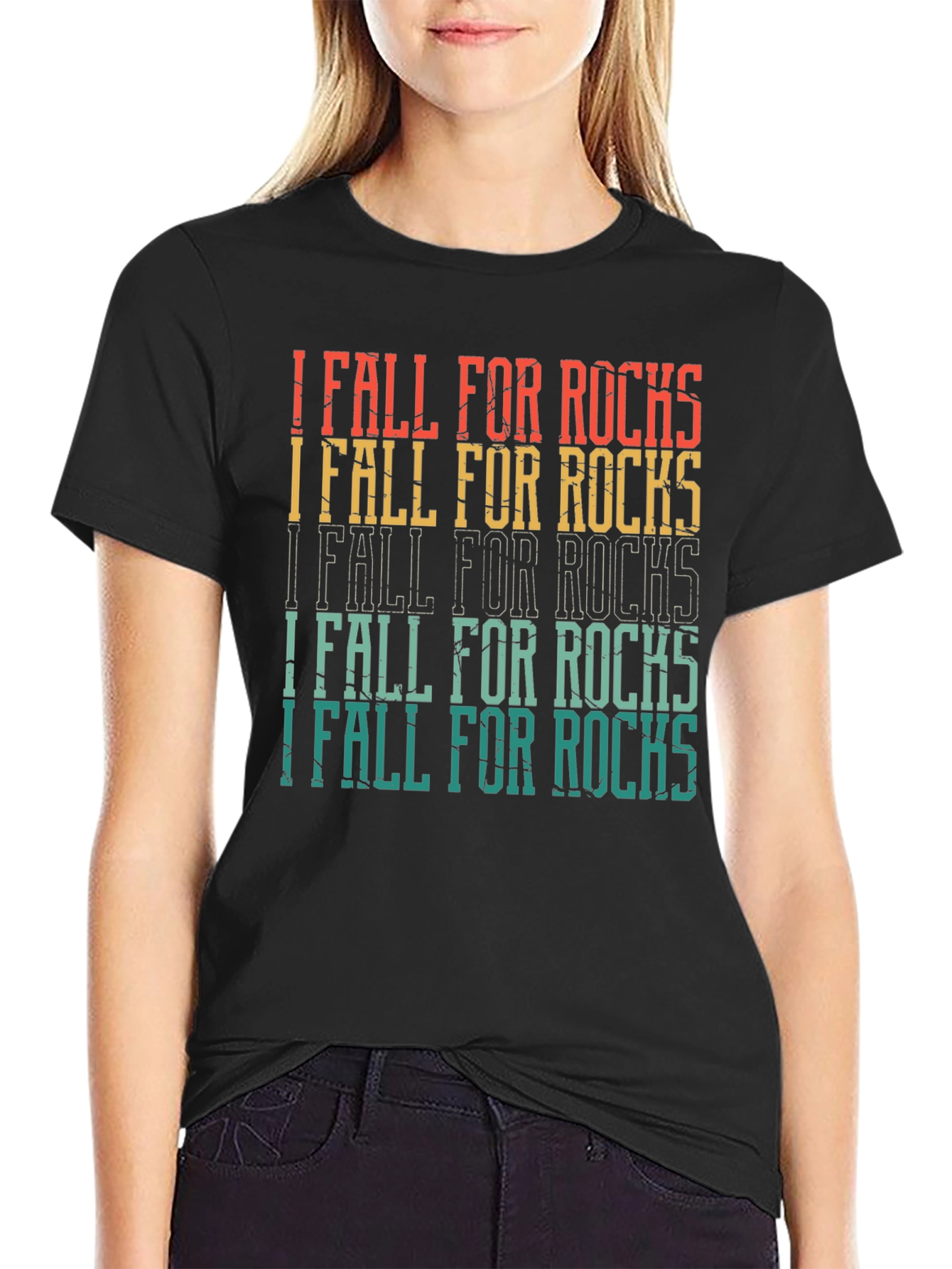 I Fall For Rocks Retro Style Graphic Tee