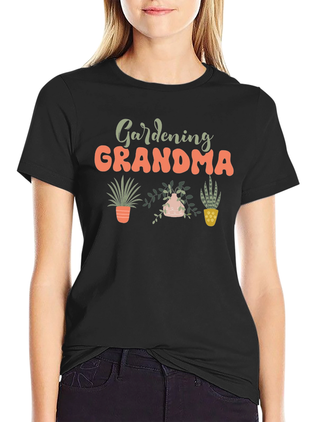 Gardening Grandma Black T-Shirt