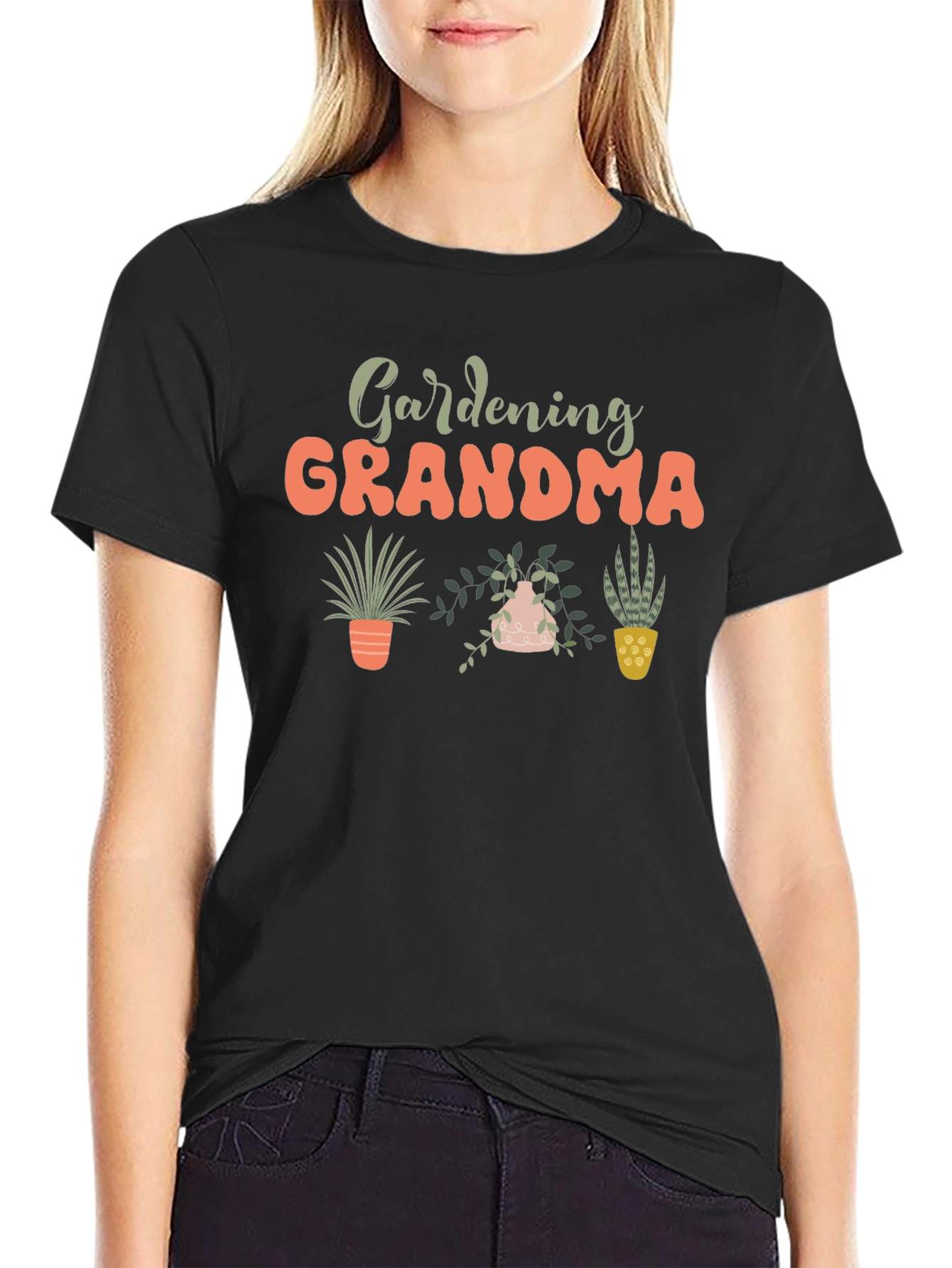 Gardening Grandma Black T-Shirt