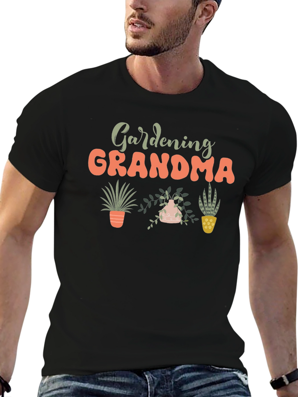 Gardening Grandma Black T-Shirt