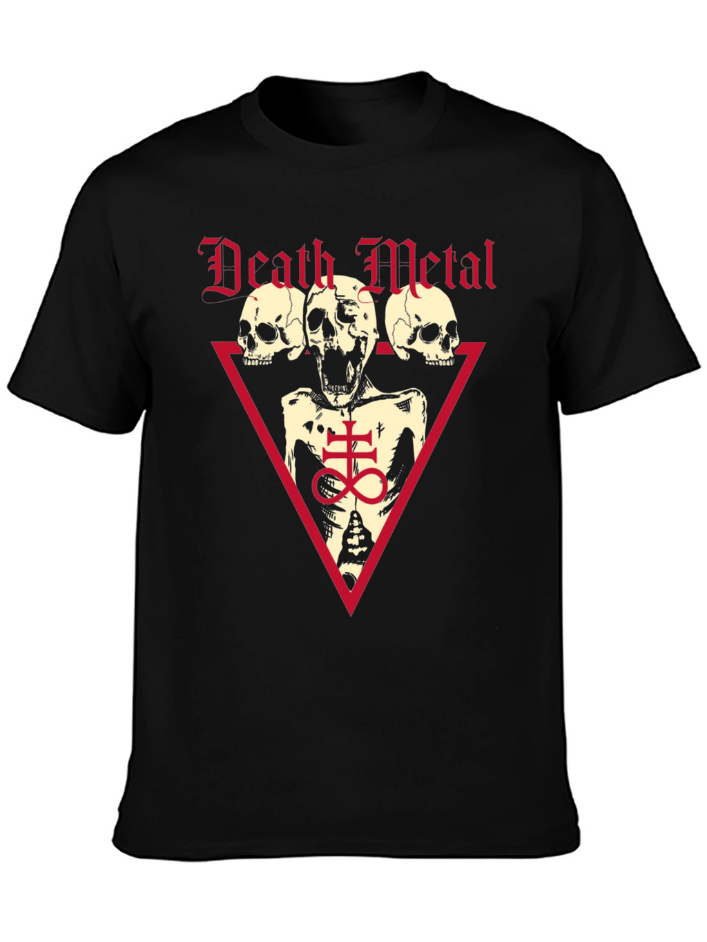 Death Metal Graphic Tee - Black Cotton Skull T-Shirt