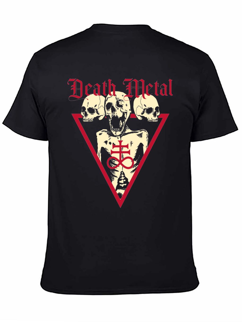 Death Metal Graphic Tee - Black Cotton Skull T-Shirt