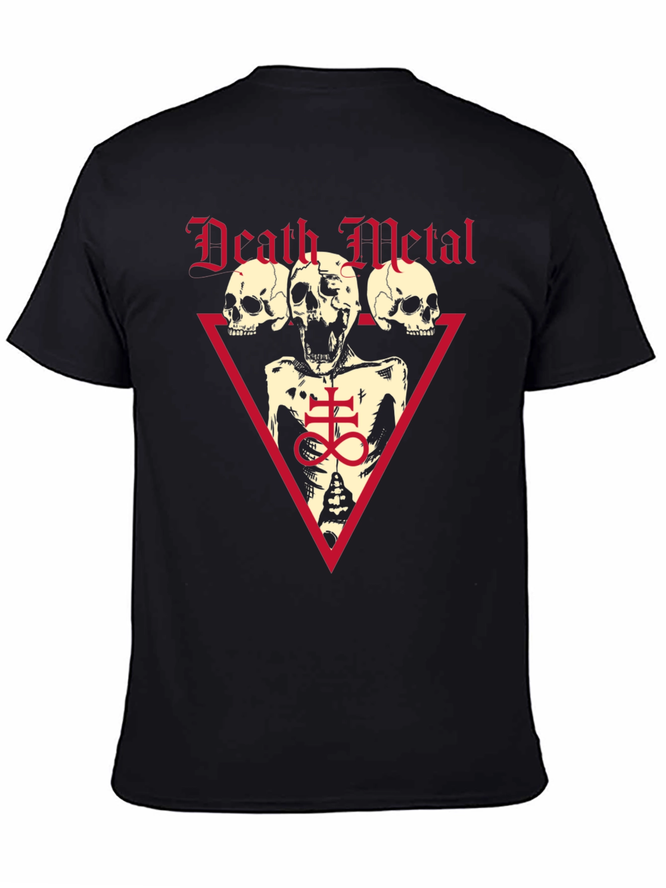 Death Metal Graphic Tee - Black Cotton Skull T-Shirt