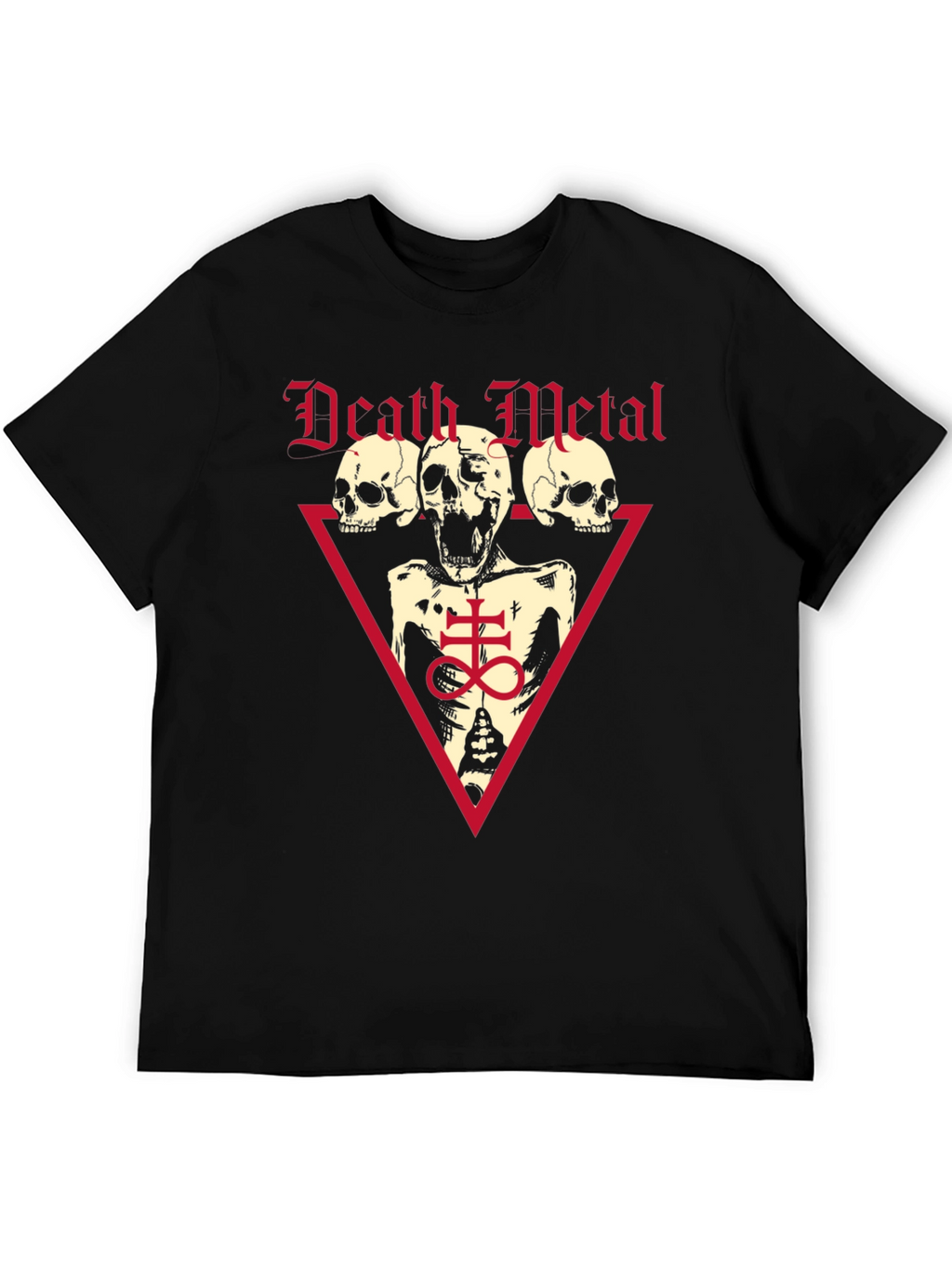 Death Metal Graphic Tee - Black Cotton Skull T-Shirt