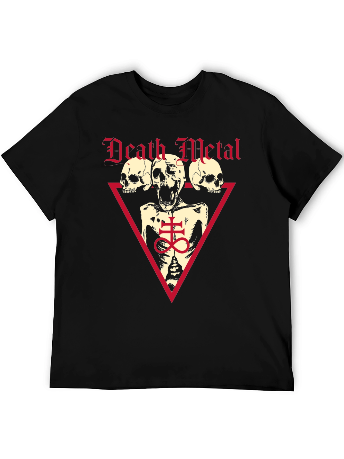 Death Metal Graphic Tee - Black Cotton Skull T-Shirt