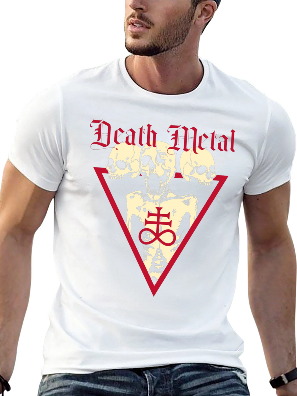 Death Metal Graphic Tee - Black Cotton Skull T-Shirt