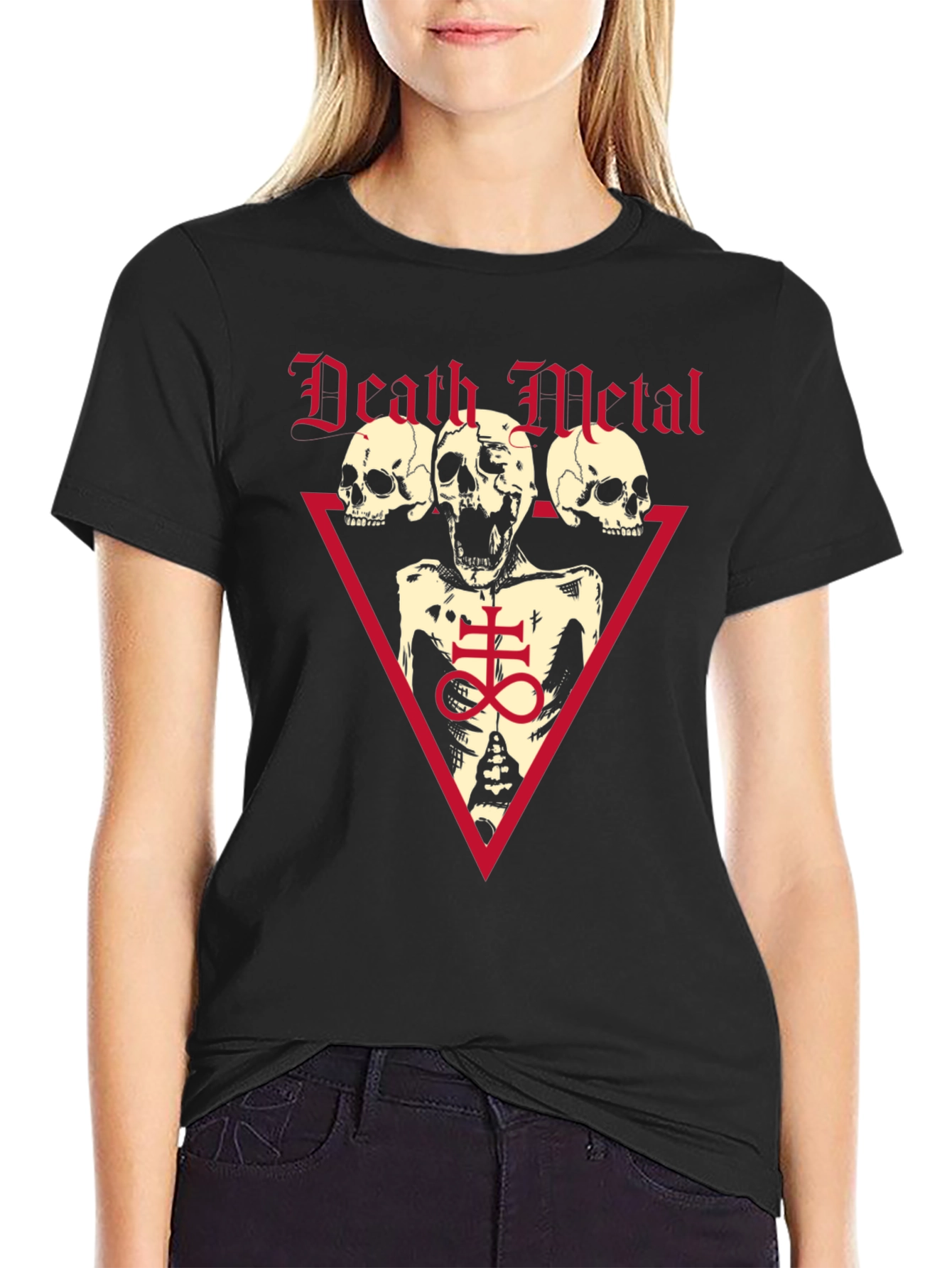 Death Metal Graphic Tee - Black Cotton Skull T-Shirt
