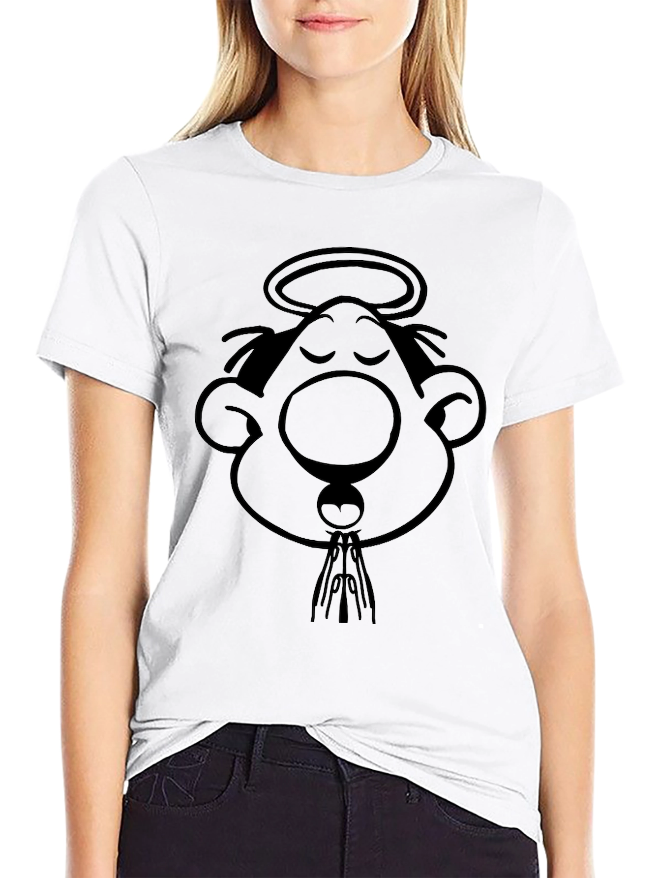 Cartoon Angel Black T-Shirt