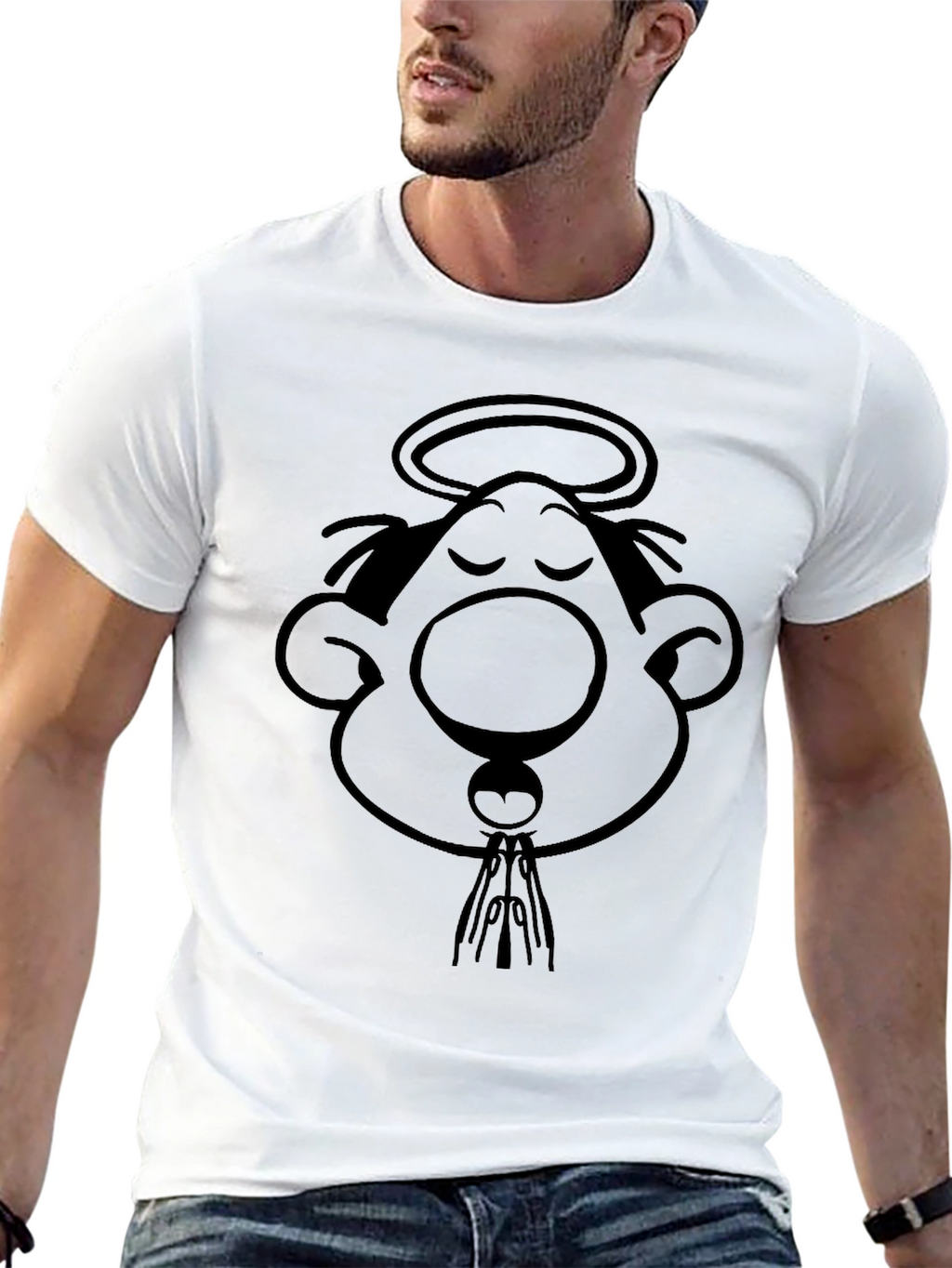 Cartoon Angel Black T-Shirt
