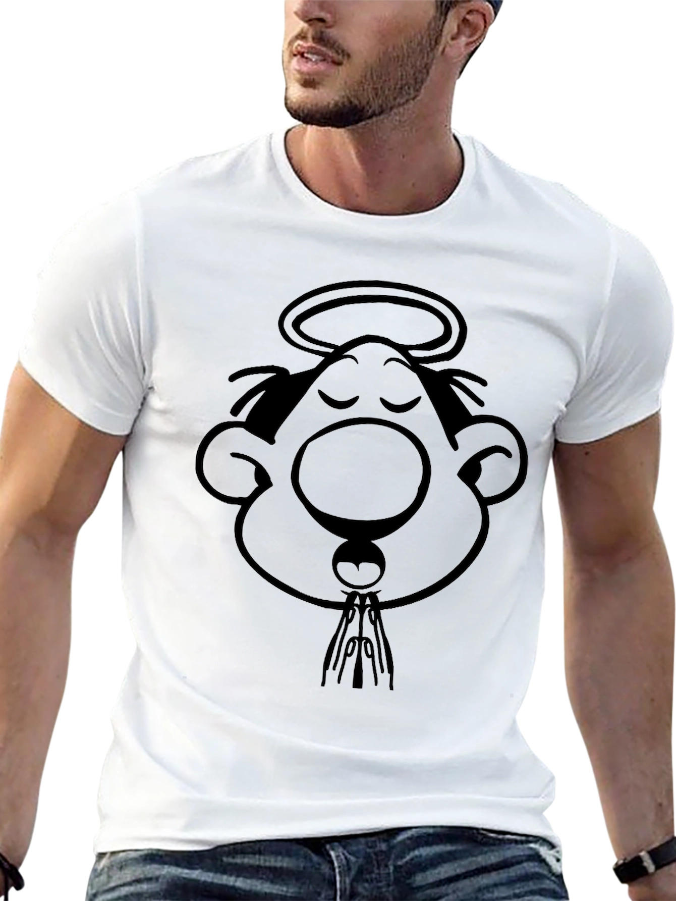 Cartoon Angel Black T-Shirt